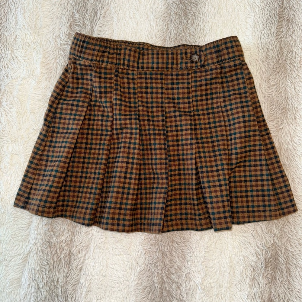 Old Navy Girls Brown Plaid Pleated Skirt